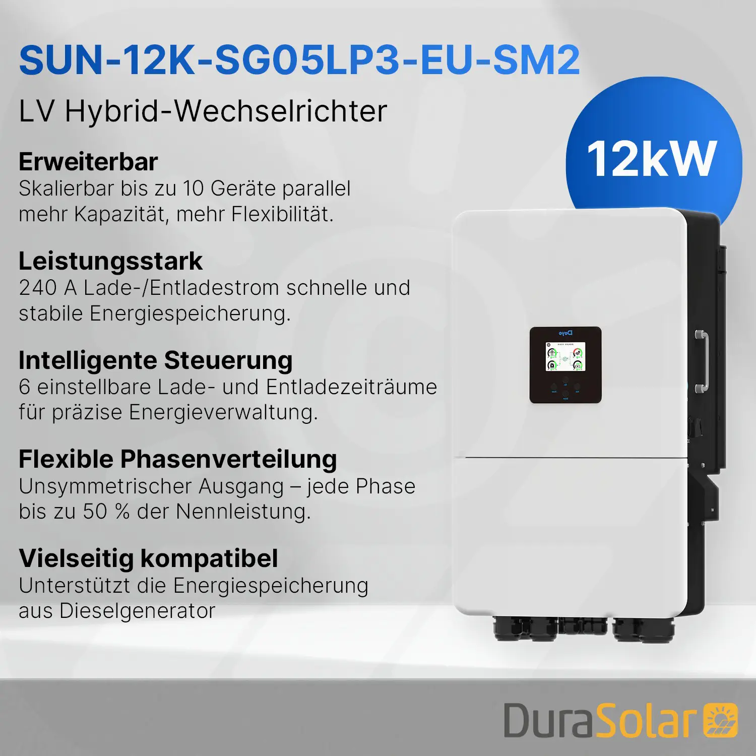 SUN-12K-SG05LP3-EU-SM2 | 12kW | dreiphasig | Hybrid Wechselrichter | LV  SUN-12K-SG05LP3-EU-SM2 | 12kW | dreiphasig | Hybrid Wechselrichter | LV