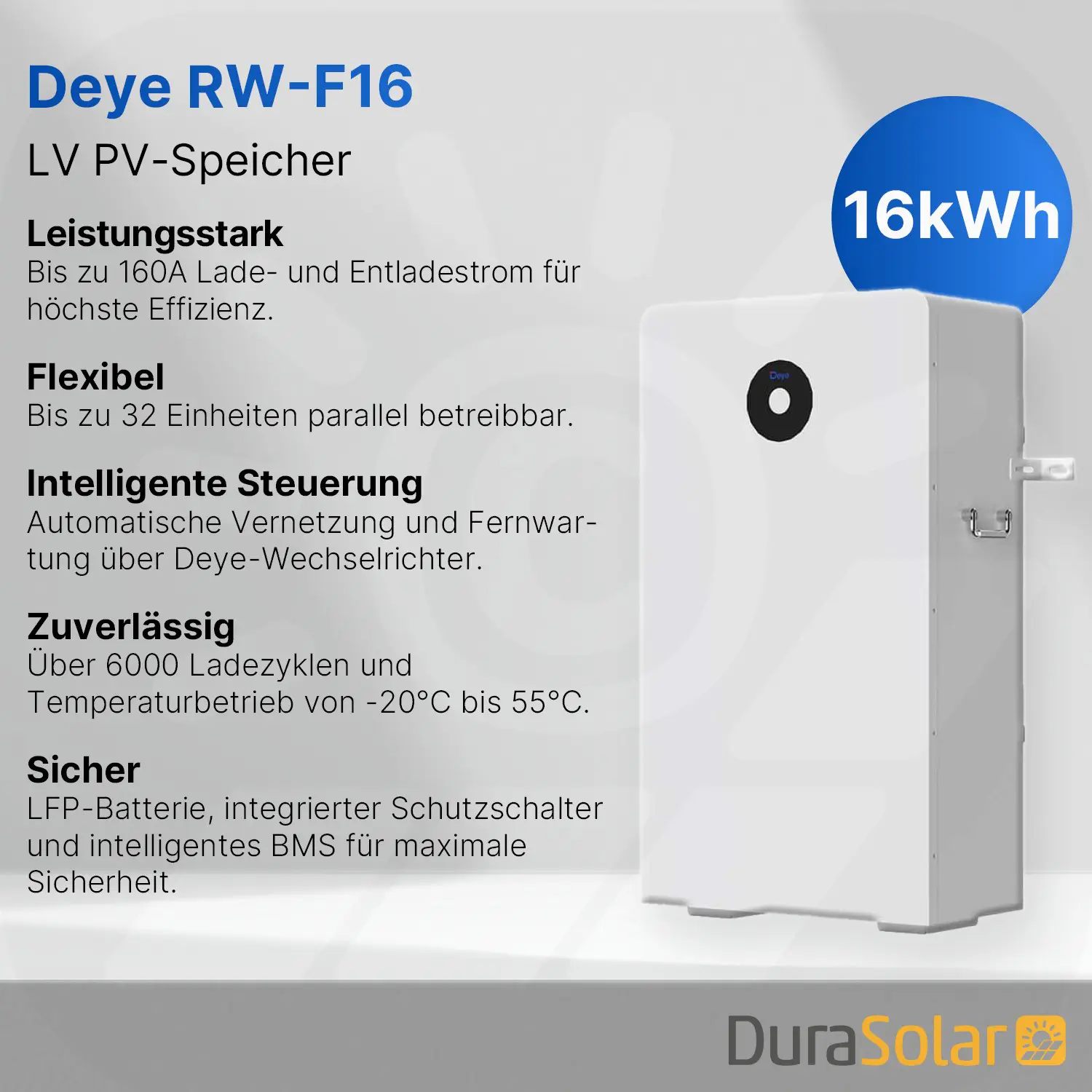 Deye RW-F16 Stromspeicher – 16kWh LiFePO4 PV-Speicher für Solaranlagen Deye RW-F16 Stromspeicher – 16kWh LiFePO4 PV-Speicher für Solaranlagen