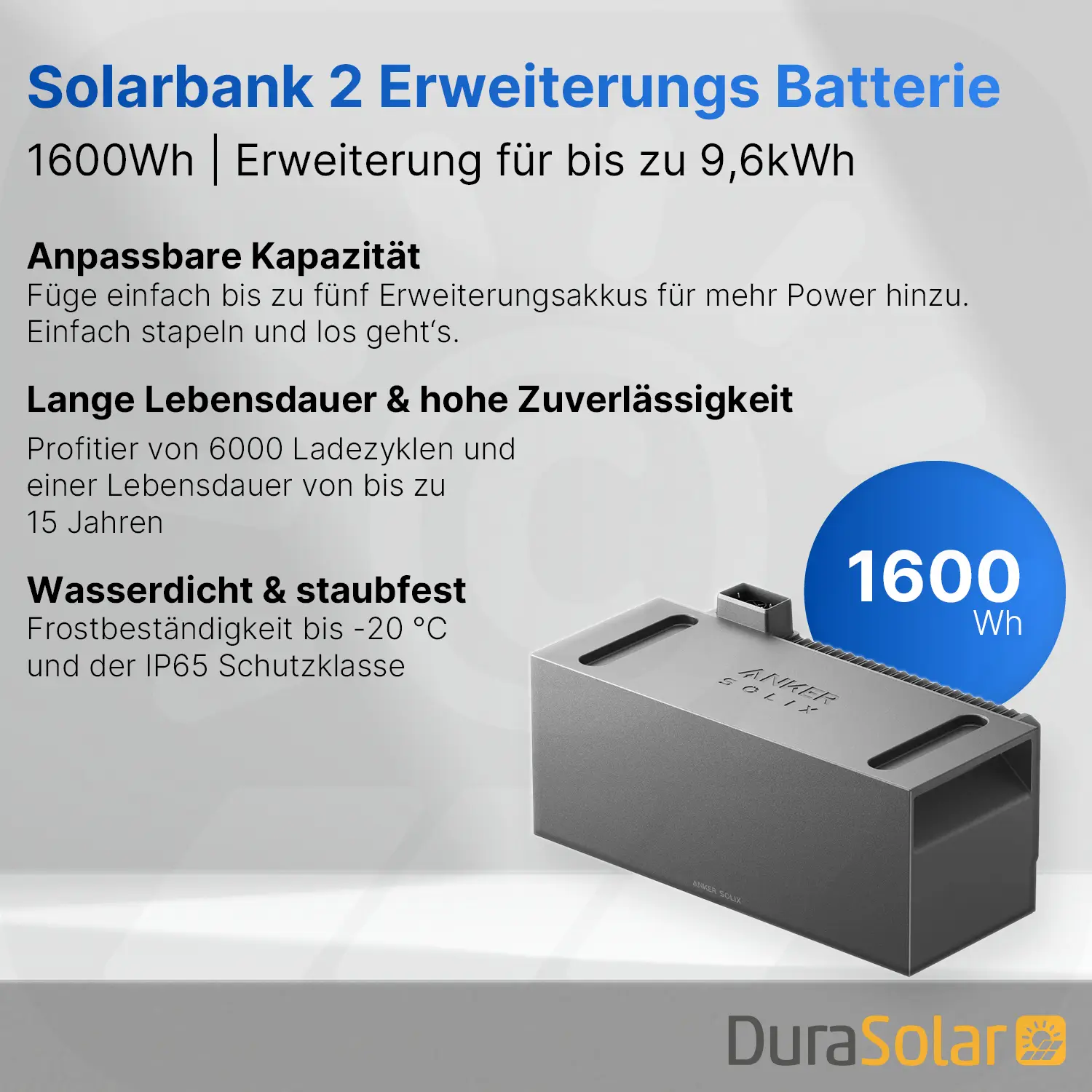 Anker SOLIX Solarbank - BP1600 - Erweiterungsbatterie - PV-Speicher Anker SOLIX Solarbank - BP1600 - Erweiterungsbatterie - PV-Speicher