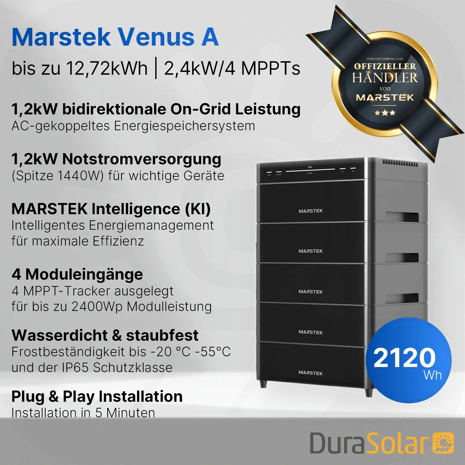 Marstek Venus A - bis zu 12,72kWh Speicher für Balkonkraftwerke 