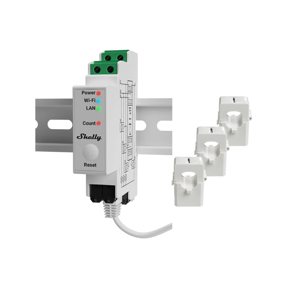 Shelly Pro 3EM 120A – 3-Phasen Smart Meter Shelly Pro 3EM 120A – 3-Phasen Smart Meter