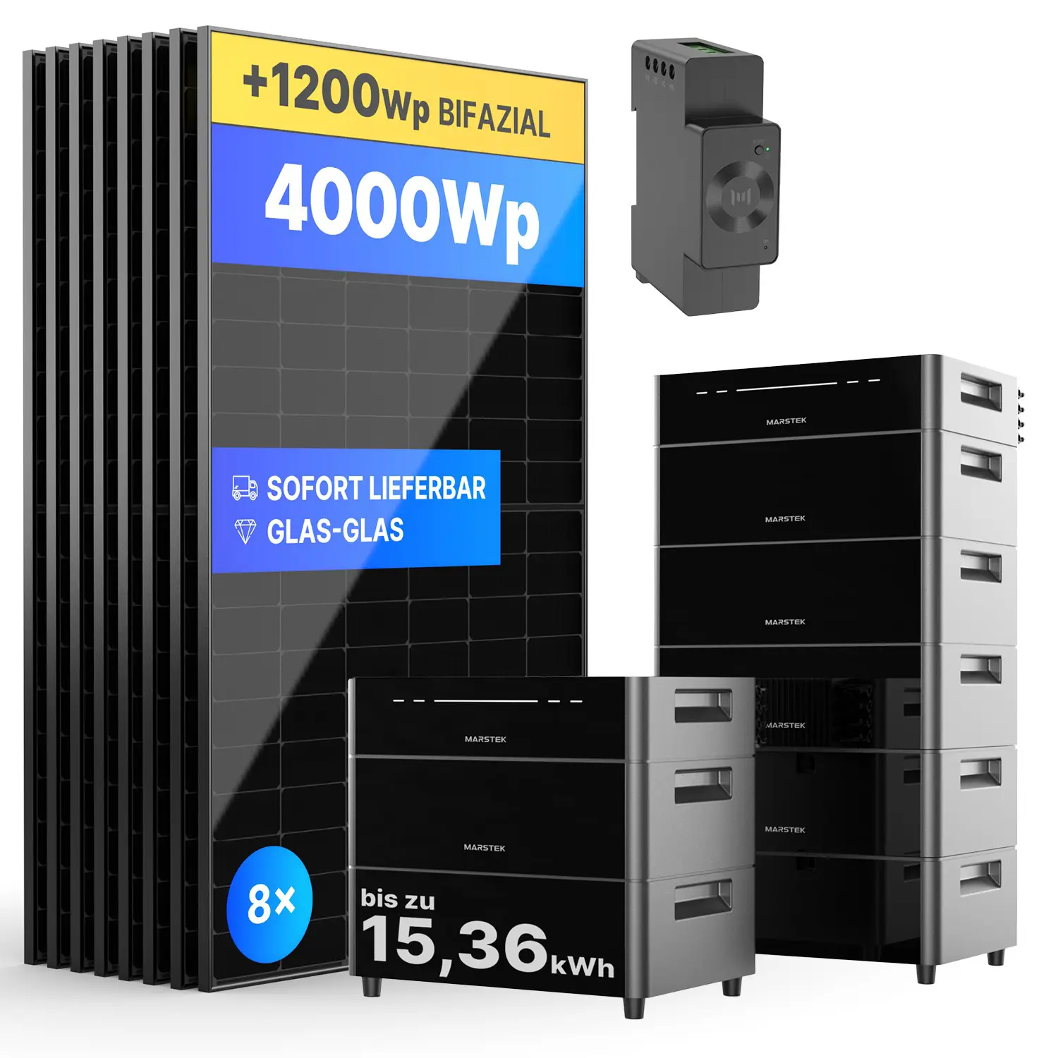 Balkonkraftwerk mit Marstek Venus D - 4000Wp/bis zu 15360Wh - Mini-PV-Anlage