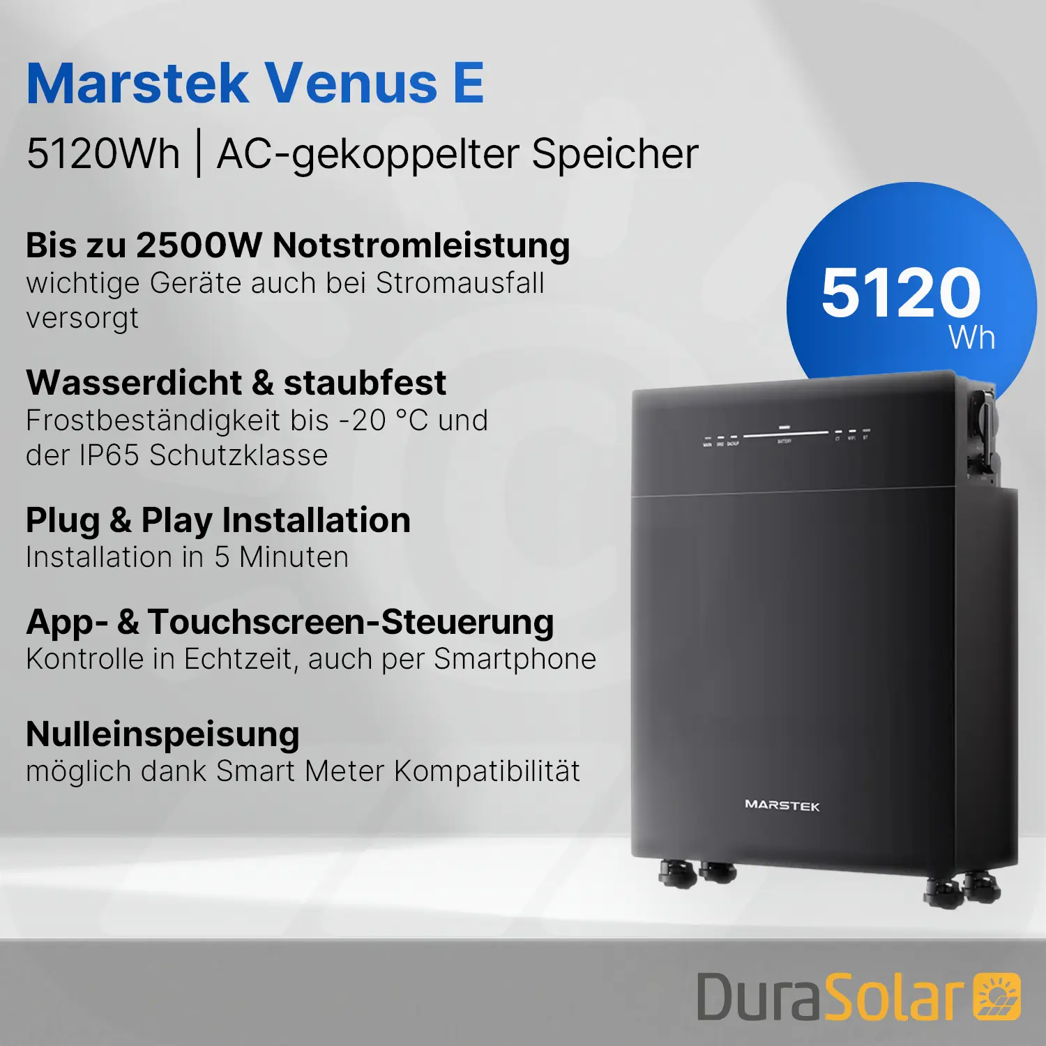 Marstek Venus E – 5120Wh AC-Gekoppelter Speicher für Balkonkraftwerke Marstek Venus E – 5120Wh AC-Gekoppelter Speicher für Balkonkraftwerke