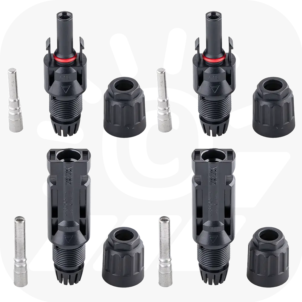 SET - MC4 kompatible Stecker für zwei 4-6mm² Solarkabel - PV-Stecker