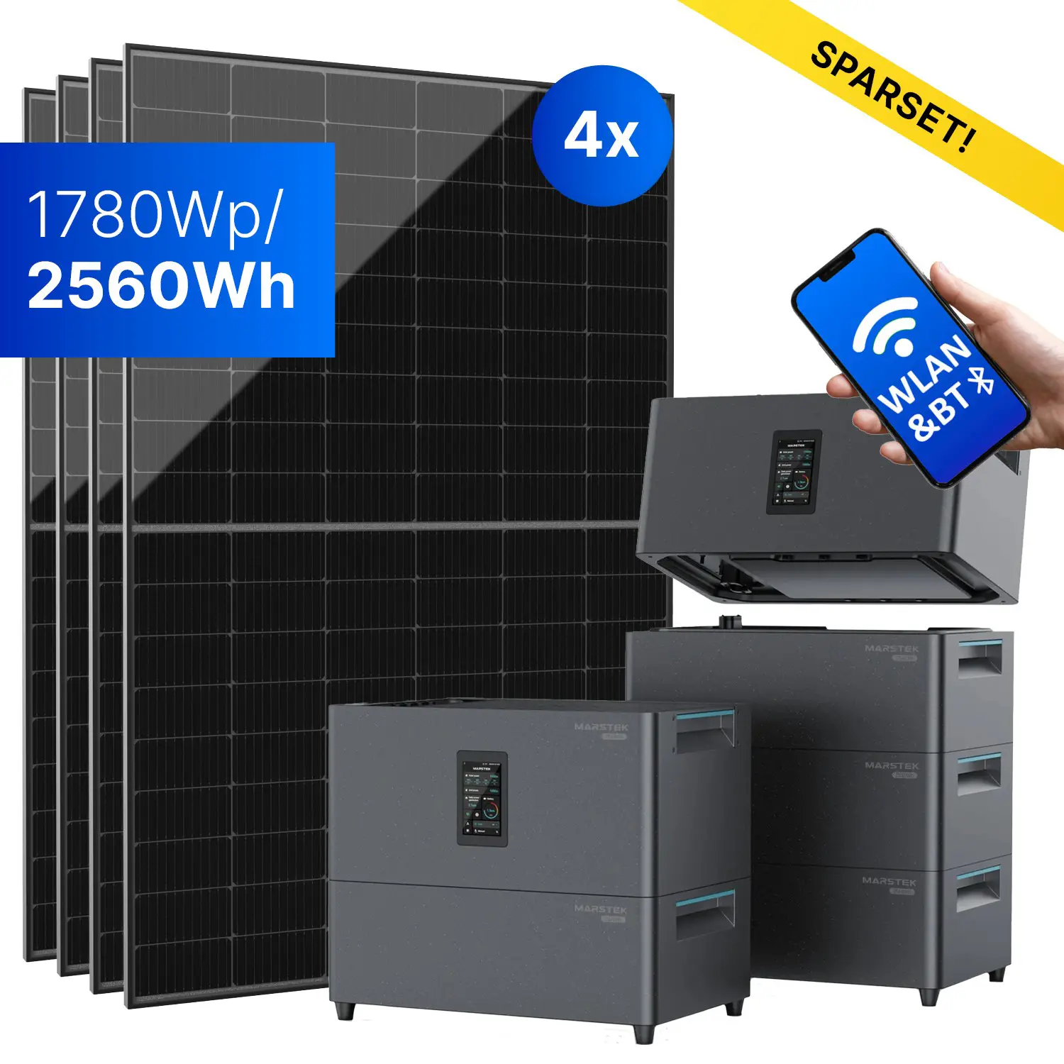 Balkonkraftwerk mit Marstek Jupiter C+ - 1780Wp/2560Wh - Mini-PV-Anlage 