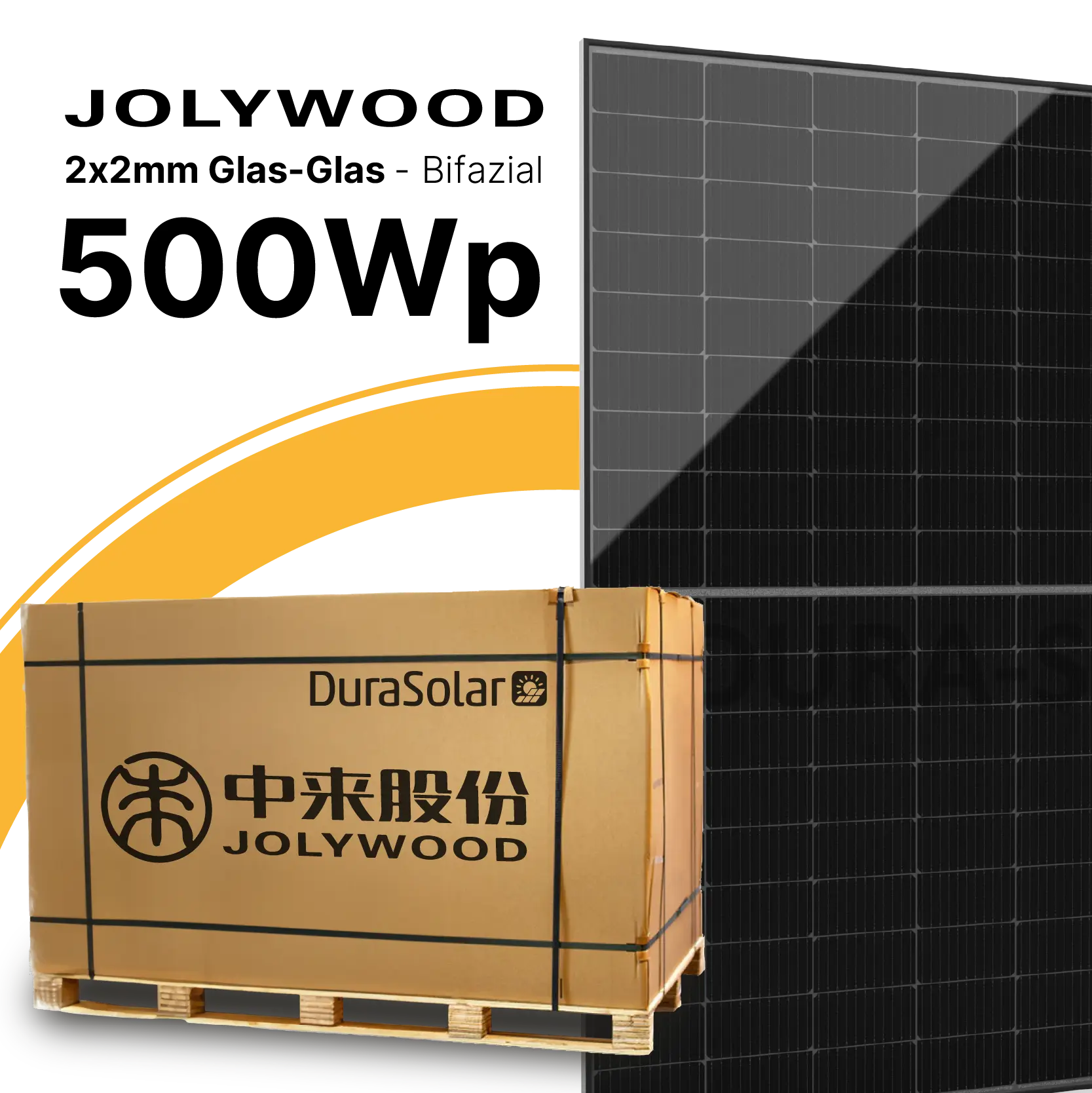 37 x Jolywood JW-HD108N-R2-500W-FB - PV Modul 
